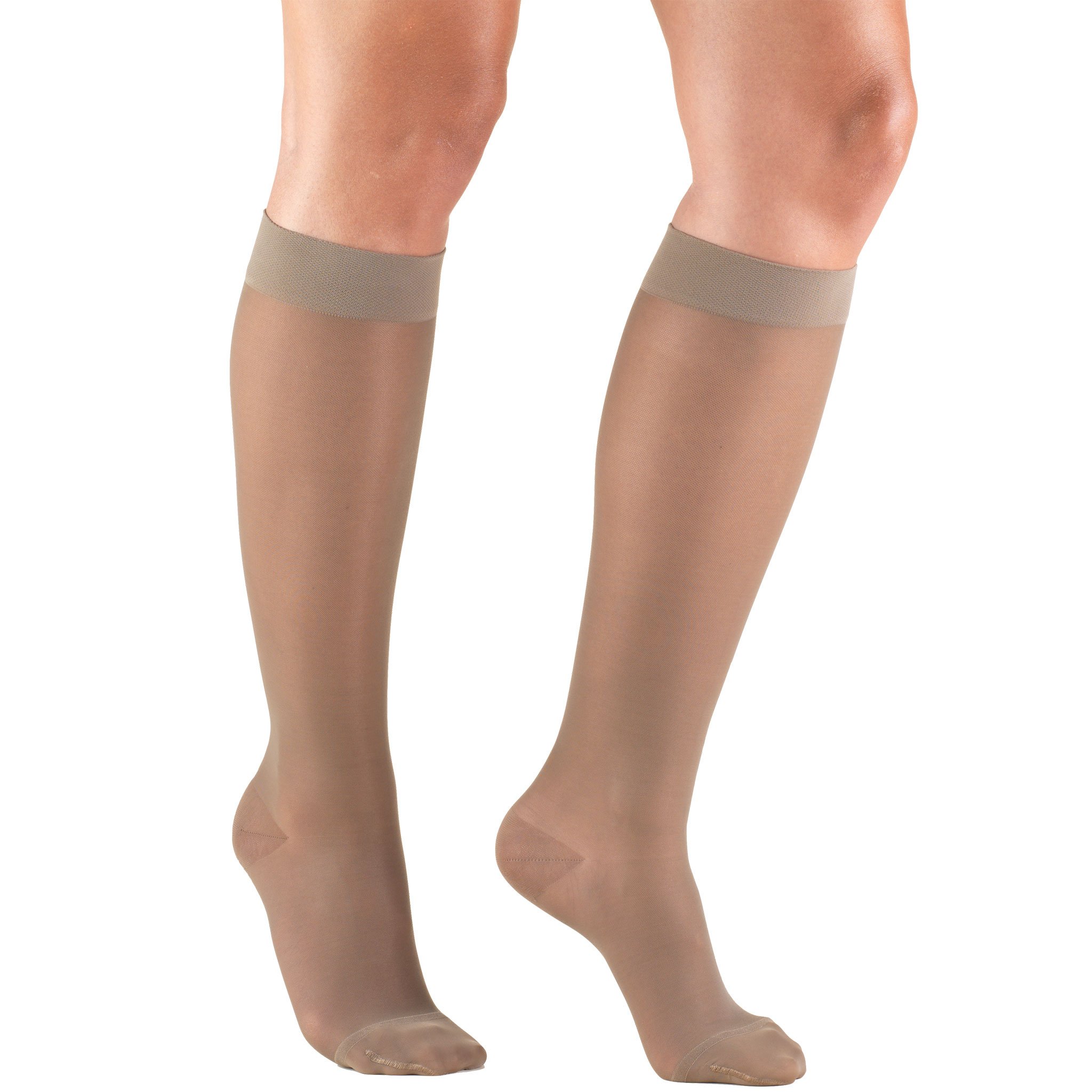 Truform Sheer Compression Stockings 15-20 mmHg for Women - Knee High, 20 Denier, Taupe, Small - Perfect for Travel, Work & Varicose Vein Relief