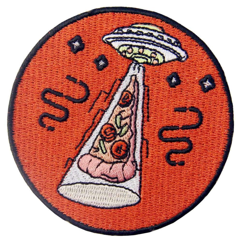 X-Files UFO Pizza Embroidered Patch - Iron On & Sew On Badge for Jackets, Hats, Bags - Perfect for Cosplay, Gifts & Fan Collections