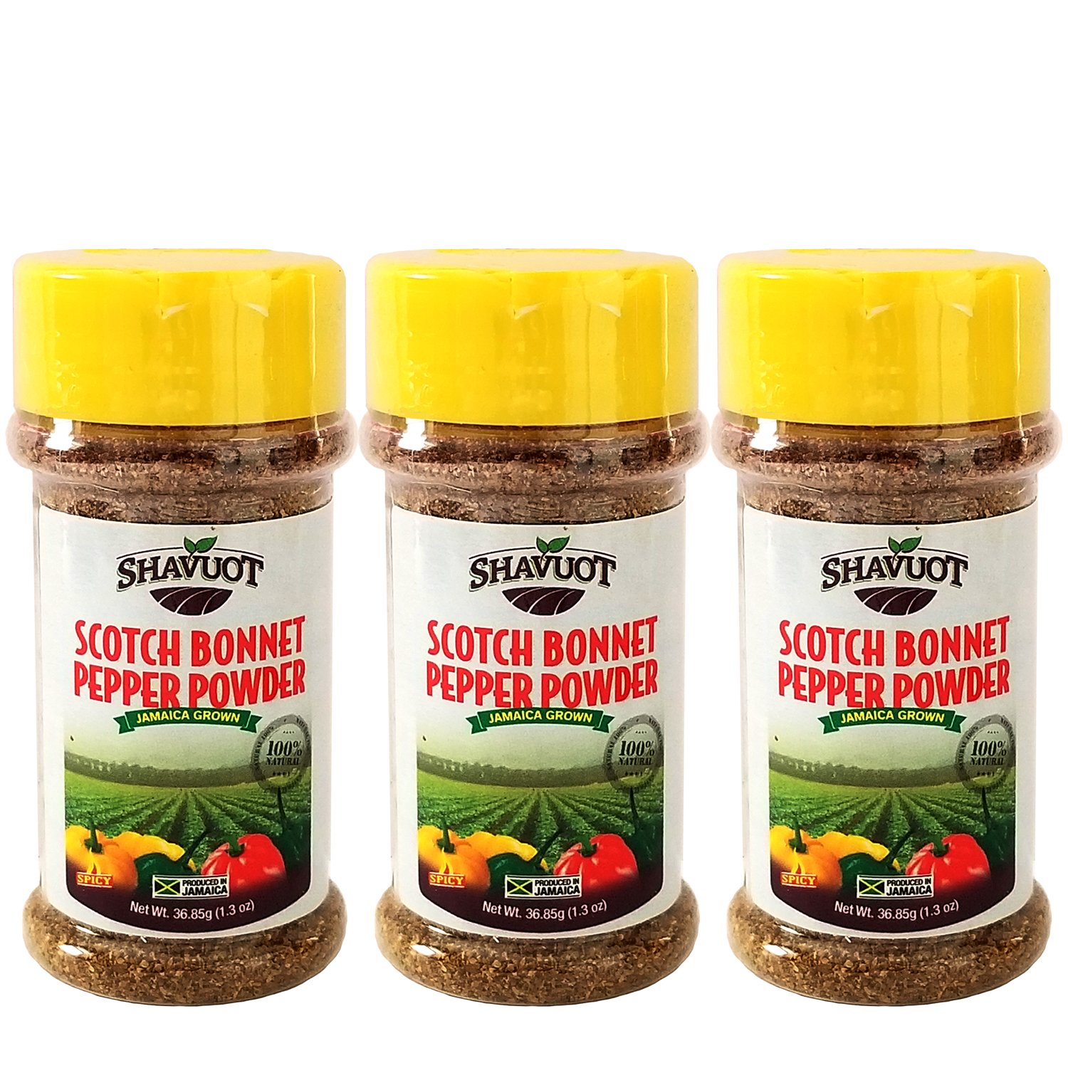Premium Shavuot Scotch Bonnet Pepper Powder - Hot Chili Spice for Cooking (Pack of 3) | Perfect for BBQ, Jerk Chicken, Hot Sauces & Caribbean Recipes