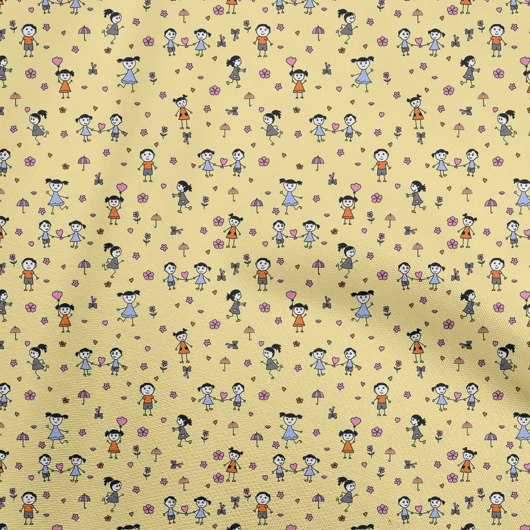 oneOone Polyester Spandex Yellow Printed Fabric by The Yard - 56 Inch Wide Dress Material for DIY Fashion & Home Decor Projects
