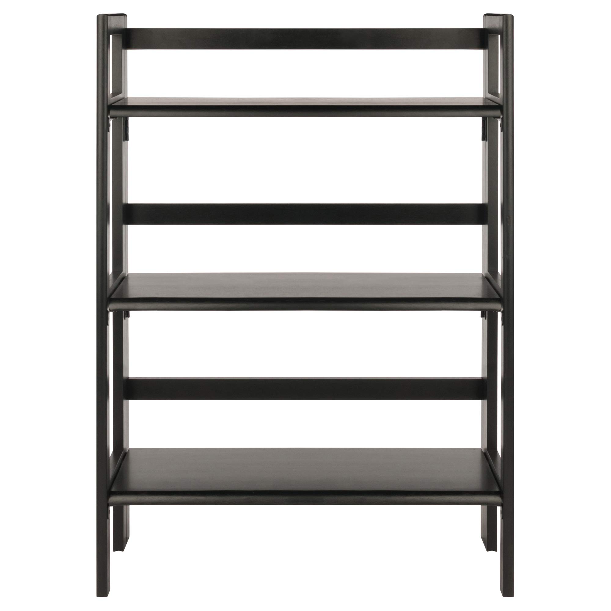 Winsome Wood Terry 3-Tier Black Wooden Shelf - Modern Storage Solution for Living Room, Bedroom, or Office Organization