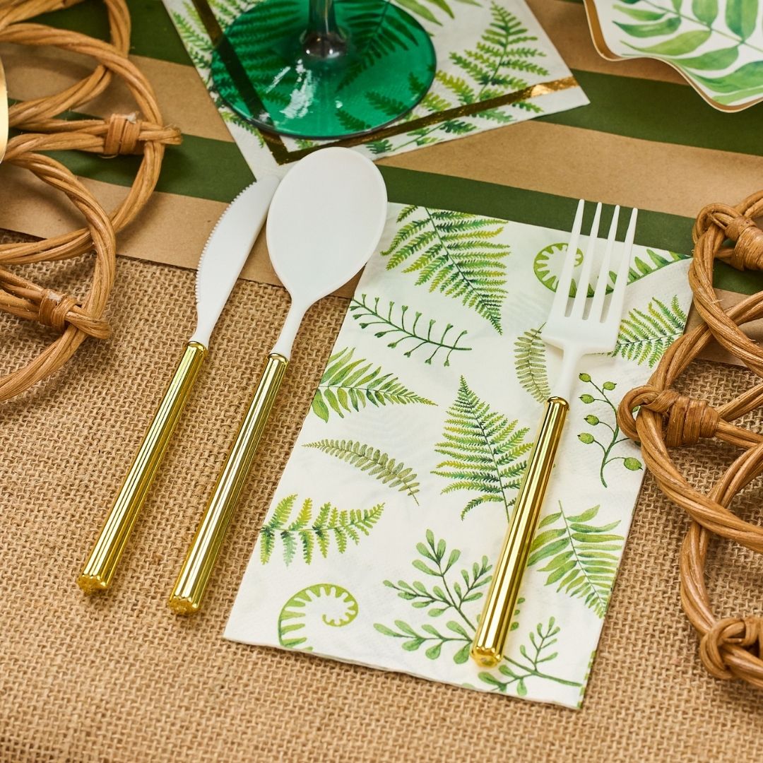 Elegant Fern & Foliage Table Setting for 8 - Premium Dinnerware Set for Formal Dining & Special Occasions