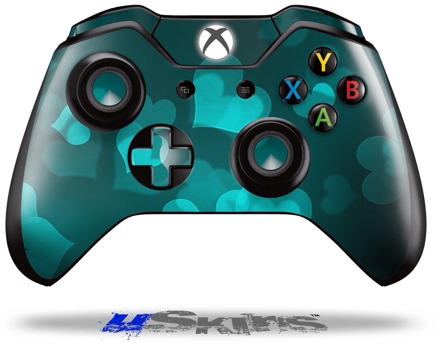 WraptorSkinz Vinyl Skin Wrap for XBOX One Original Wireless Controller - Bokeh Hearts Neon Teal Design | Custom Decal Sticker | Gaming Accessories for Enhanced Grip & Protection | Perfect for Gaming Enthusiasts & Collectors
