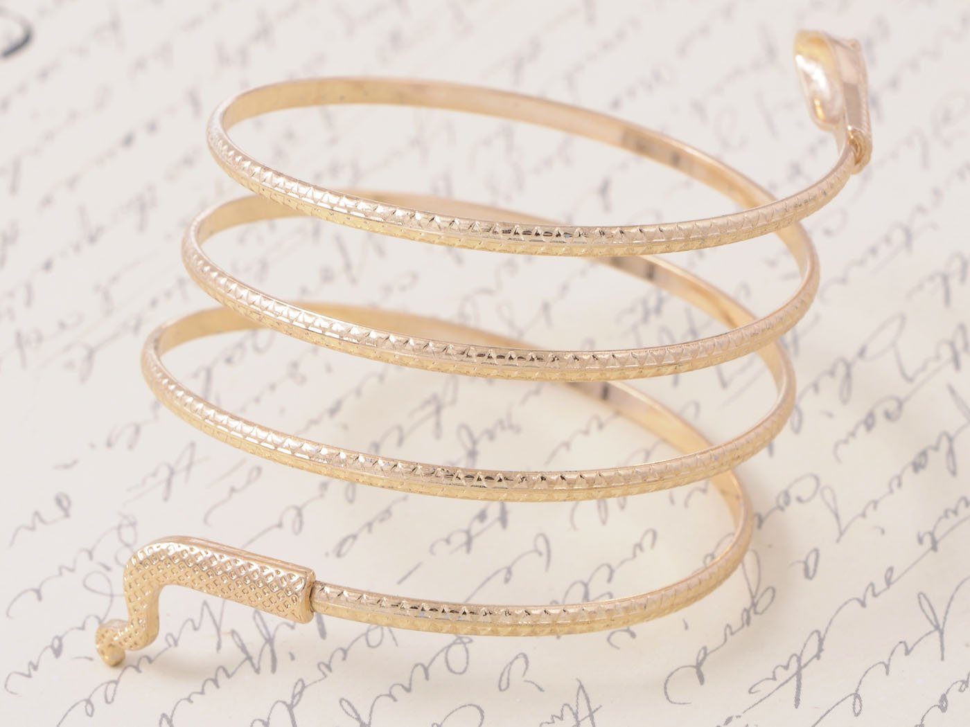 Alilang Gold Tone Egyptian Spiral Snake Wrap Around Arm Cuff Coil Bangle Bracelet - Vintage Boho Jewelry for Women, Perfect for Festival, Party & Everyday Wear