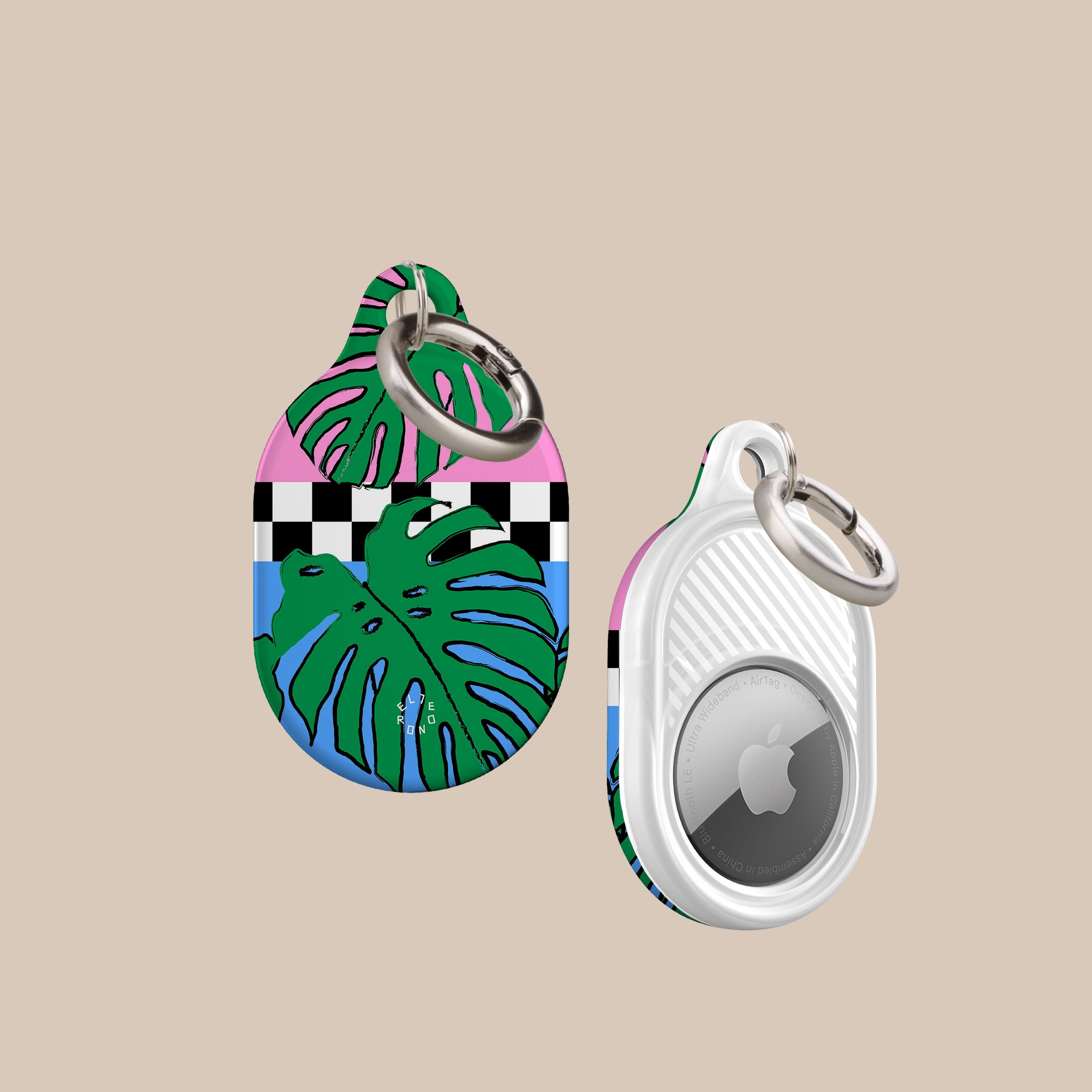 Tropical Leaves AirTag Holder - Waterproof & Durable Keychain for Apple AirTag - Perfect for Travel, Luggage, Backpacks & Pets