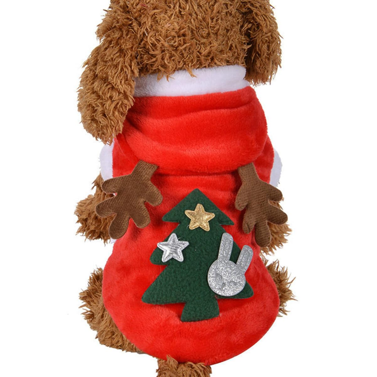 POPETPOP Flannel Reindeer Dog Costume with Elk Antlers - Christmas Pet Outfit for Small Dogs (XS) | Cute Holiday Dog Clothes for Xmas Parties & Photo Shoots