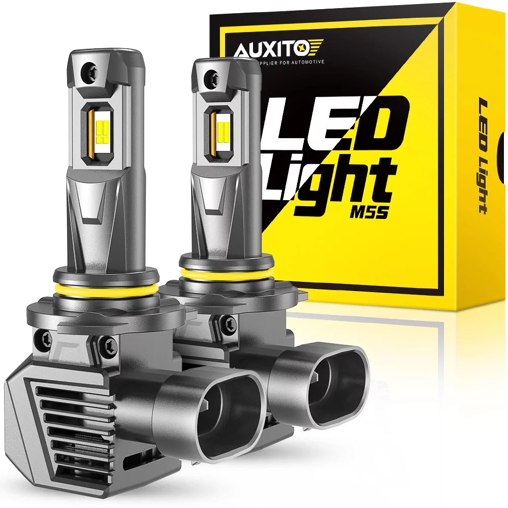 AUXITO 9006 HB4 LED Headlight Bulbs 22000LM Super Bright 600% Brighter Than Halogen - 6500K Cool White Light - Pack of 2 - Perfect for Night Driving & Foggy Conditions