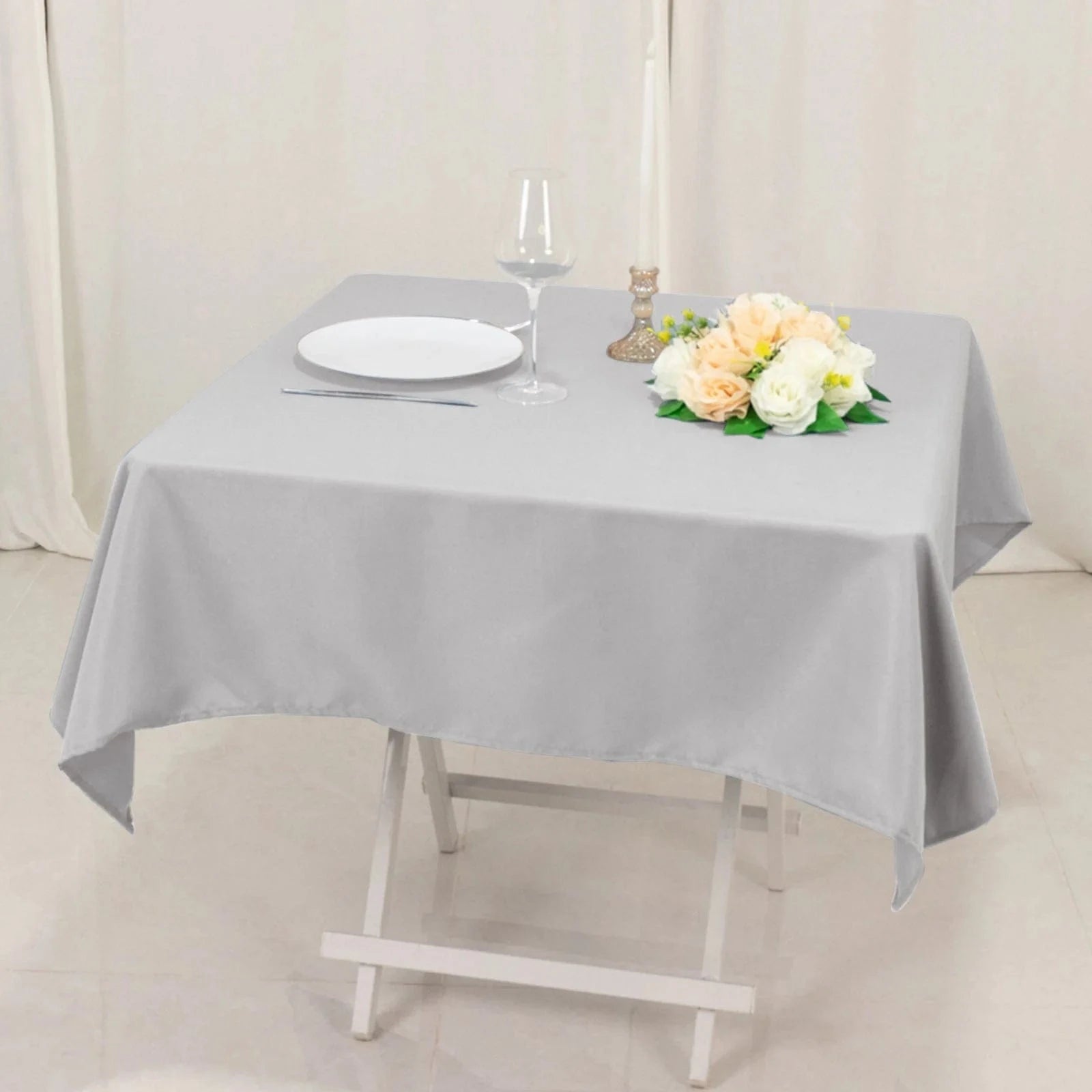 54x54 Inch Premium Square Polyester Tablecloth - Wrinkle & Stain Resistant - Perfect for Dining Tables, Parties, Weddings & Events