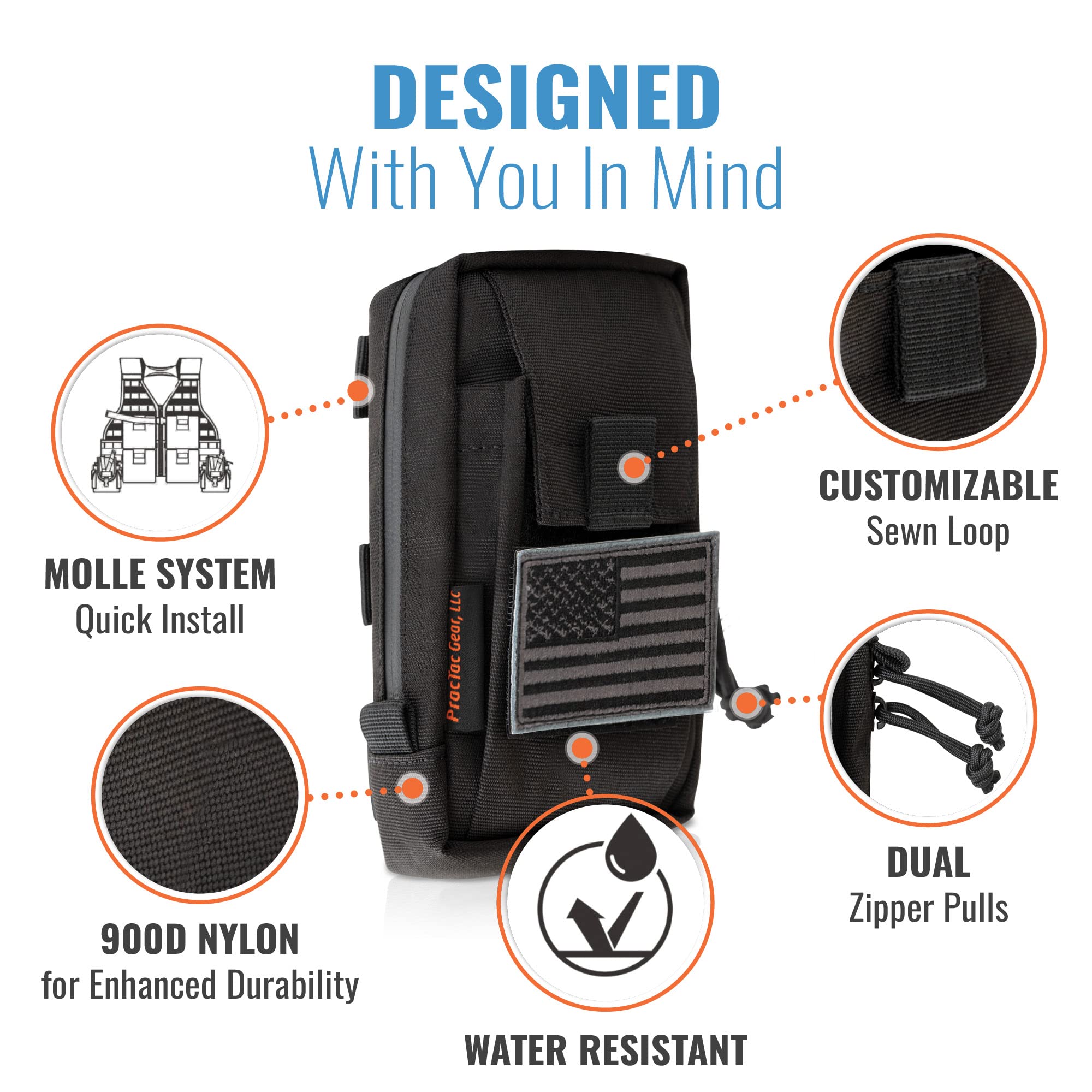 Tactical Molle Phone Pouch for Men - EDC Backpack Clip On for Outdoor & Hiking