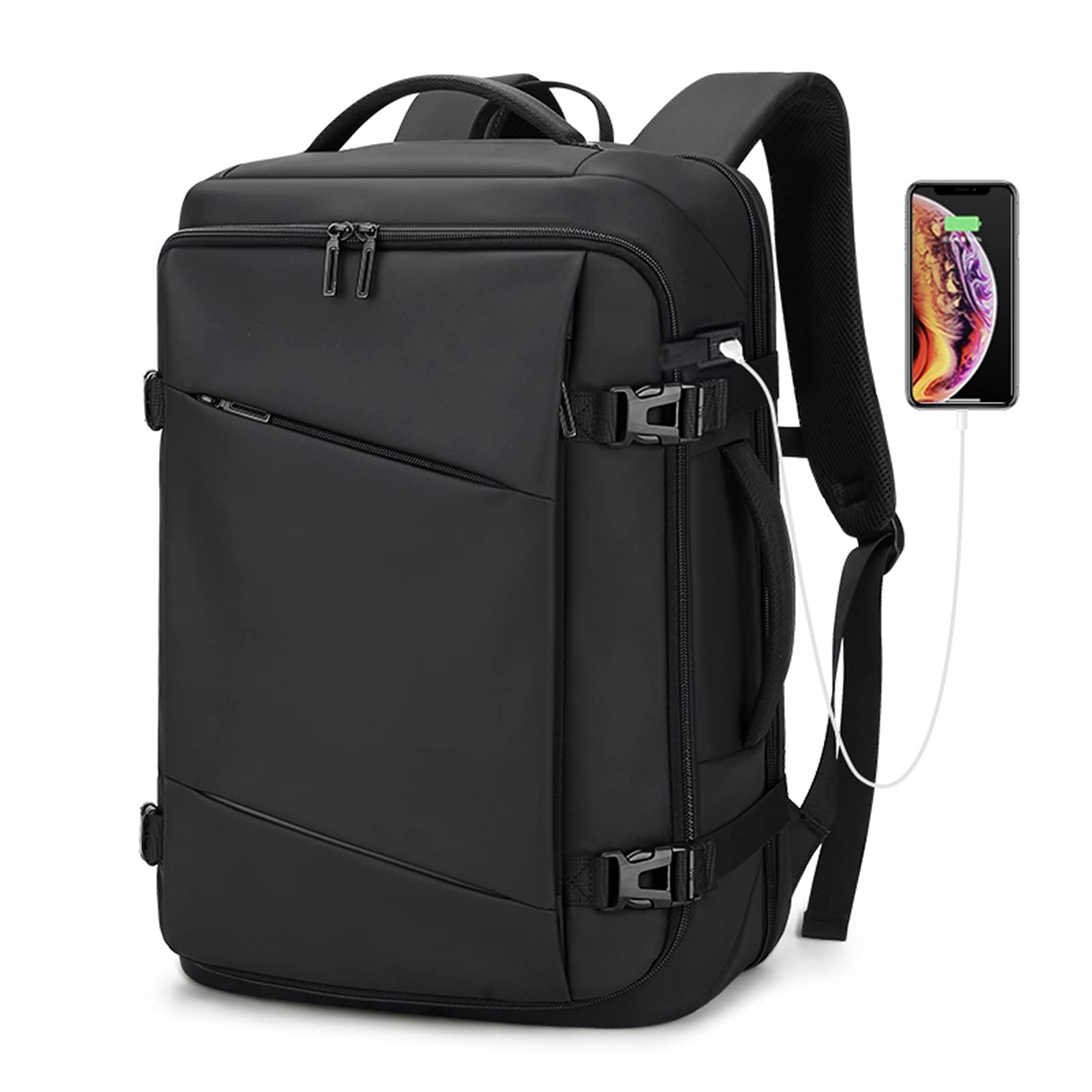 Waterproof 17 Inch Laptop Backpack for Men - Large Capacity Business Travel Backpack with Multiple Compartments - Durable Black Computer Backpack for Work, School & Commuting