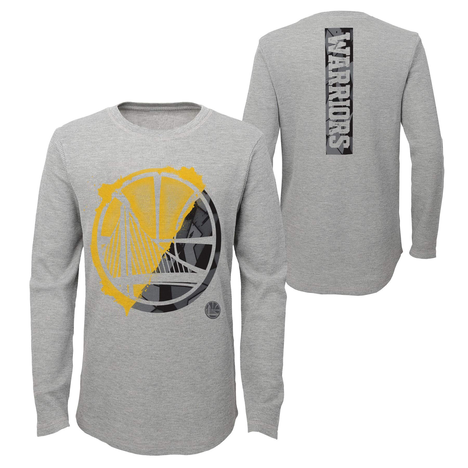 NBA Youth Boys (8-20) Black Out Long Sleeve Waffle Knit Thermal Tee - Warm Winter Layering Shirt for Basketball Fans, Cold Weather Outfits & Casual Streetwear