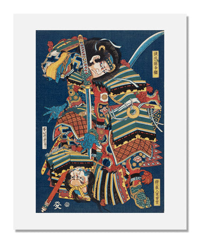 Katsushika Hokusai Japanese Woodblock Print - Watanabe no Gengo Tsuna and Inokuma Nyūdō Raiun Samurai Battle Artwork | Vintage Ukiyo-e Wall Decor for Home & Office