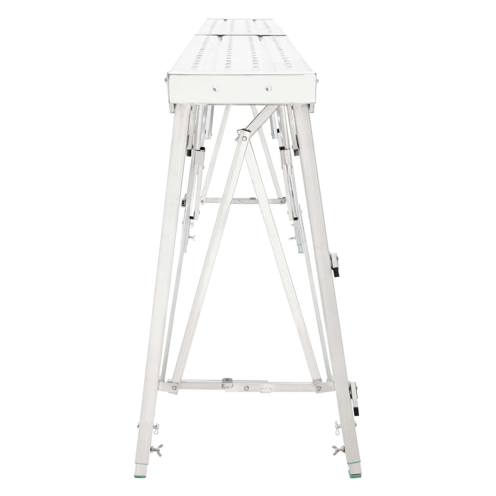 Heavy Duty Adjustable Folding Scaffolding Platform - 330.69 lbs Load Capacity, Portable Work Bench for Ceiling Cleaning, Painting & Car Washing - Silver (70.87