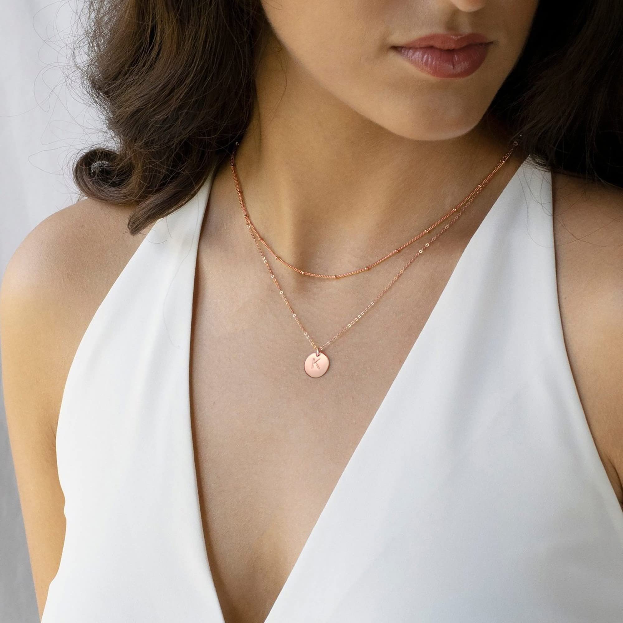 IEFWELL Personalized Initial Necklace for Women & Girls - Gold, Silver, Rose Gold Double-Sided Engraved Hammered Coin Pendant, Layered Necklace Jewelry Gift for Easter, Birthday, Graduation | Perfect for Teens, Daughters, Sisters & Best Friends