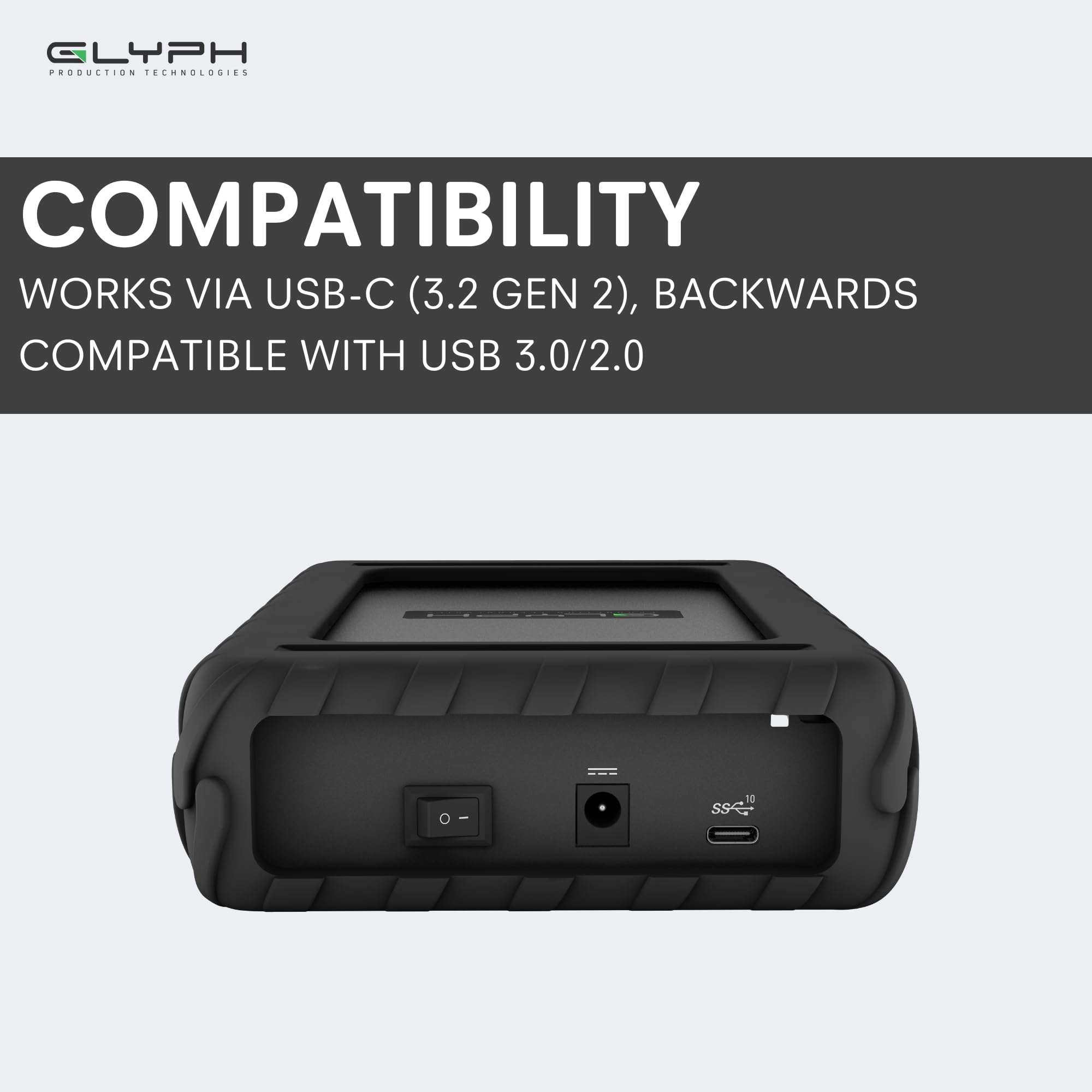 Glyph BlackBox Pro 2TB External Hard Drive - 7200 RPM, USB-C 3.1 Gen 2 Portable HDD - Fast Data Storage for Mac, PC, Gaming & Backup (Works with PS5, Xbox, Laptop, Desktop)