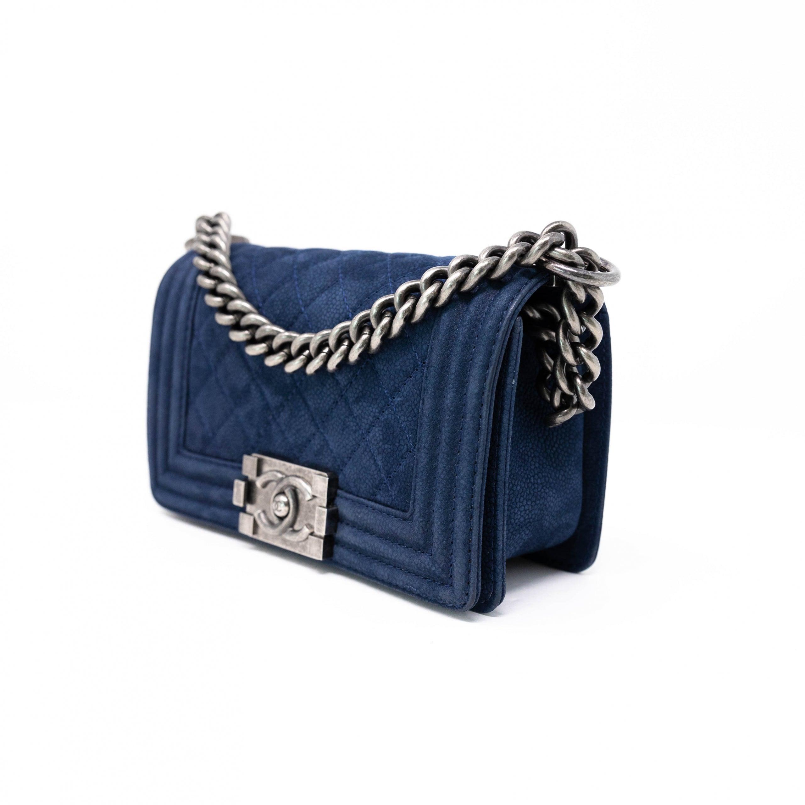Chanel Blue Suede Small Boy Bag - Luxury Crossbody Handbag for Women | Perfect for Date Night, Parties & Special Occasions