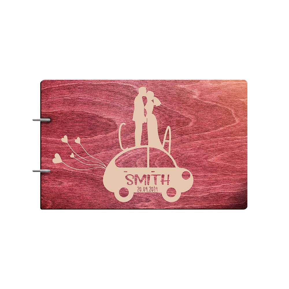 Personalized Handmade Mr & Mrs Wedding Guest Book - Custom Engraved Wood Alternative Guestbook for Bride & Groom - Newlywed Marriage Album in Rosewood - Perfect for Wedding Receptions, Anniversaries & Bridal Showers