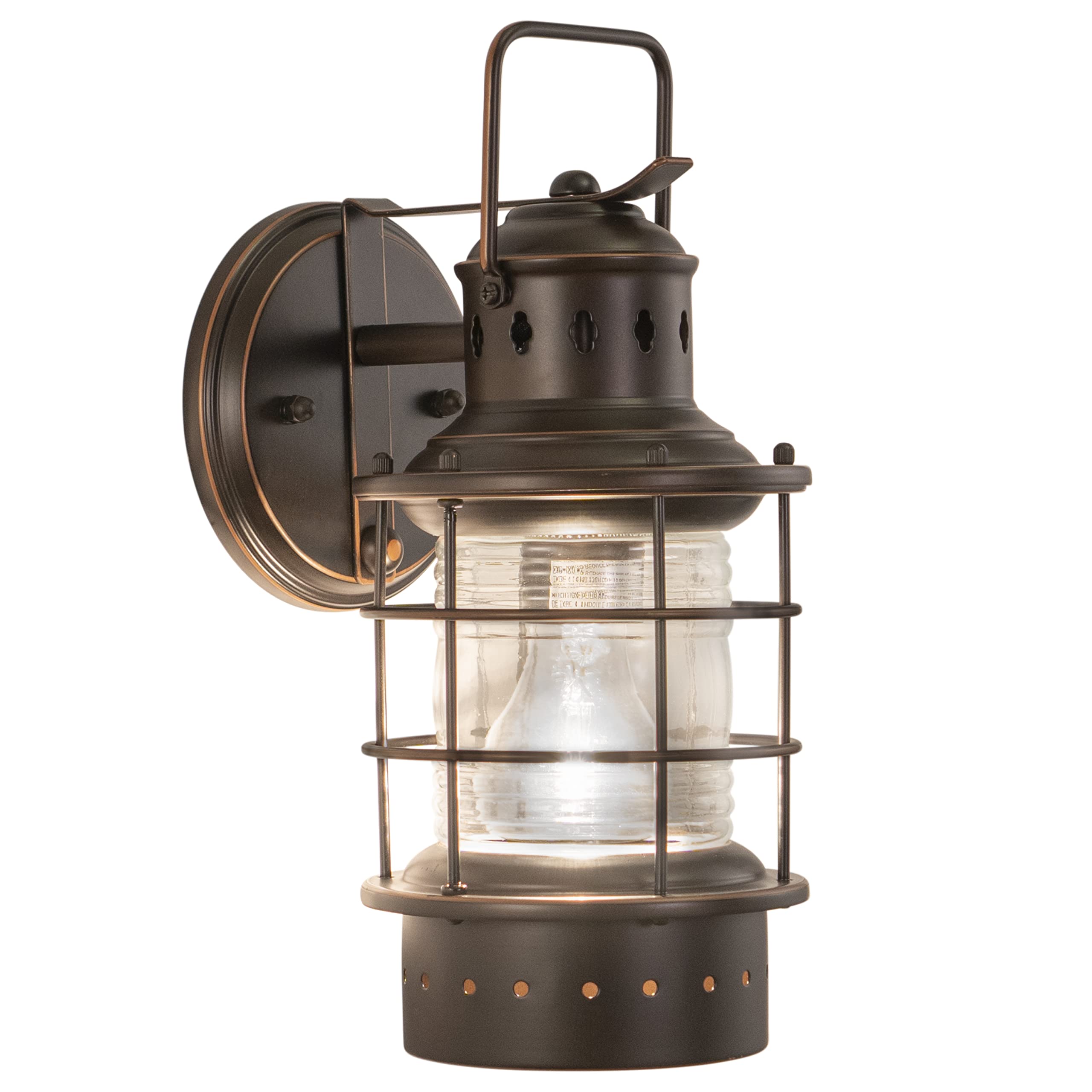 Hyannis 1 Light Bronze Coastal Lantern Cylinder Outdoor Wall Light with Clear Glass - Perfect for Porch, Patio, Garden & Coastal Home Exterior Lighting