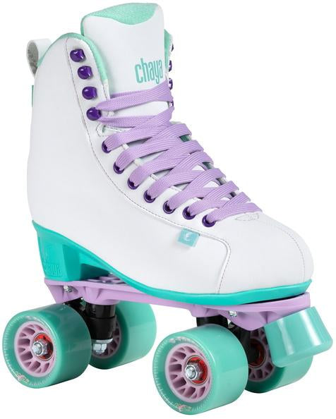 Chaya Melrose White & Teal Roller Skates for Women - Outdoor & Indoor Quad Skates with Lightweight Design - Perfect for Rink Skating, Roller Derby & Casual Street Skating