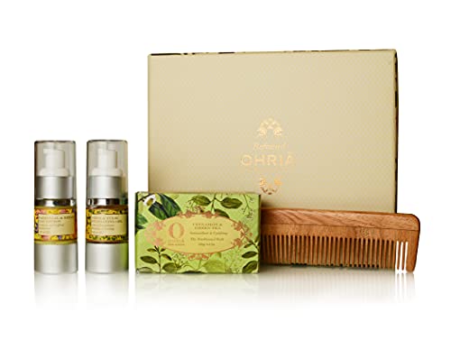 Ohria Ayurveda Wellness Gift Set for Men - 4-Piece Herbal Care Kit for Relaxation, Stress Relief & Self-Care | Perfect Birthday, Anniversary or Holiday Present for Brothers, Husbands & Fathers