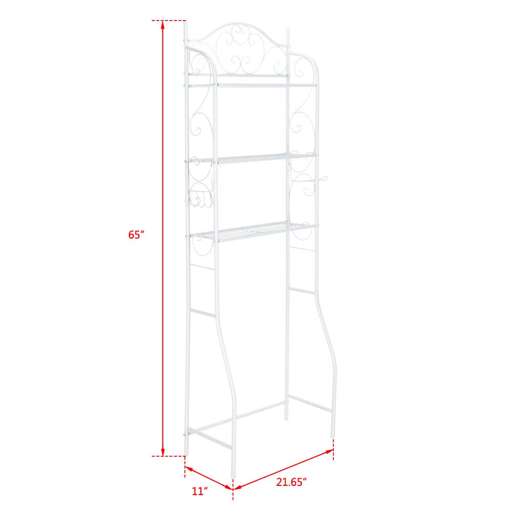 3-Tier Bathroom Space Saver Organizer - Over The Toilet Storage Cabinet with Shelves & Towel Rack - Multifunctional Bathroom Shelf Tower for Small Spaces (White) - Perfect for Bathroom Organization & Extra Storage