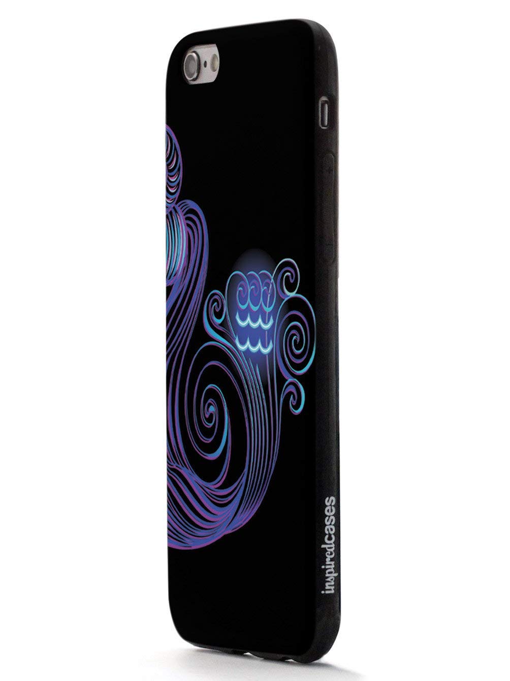 Inspired Cases - iPhone 12 Case Compatible with Apple iPhone 12 - 3D Textured Protective Phone Cover - Neon Zodiac Aquarius Design - Perfect for Daily Use, Travel & Gift Giving