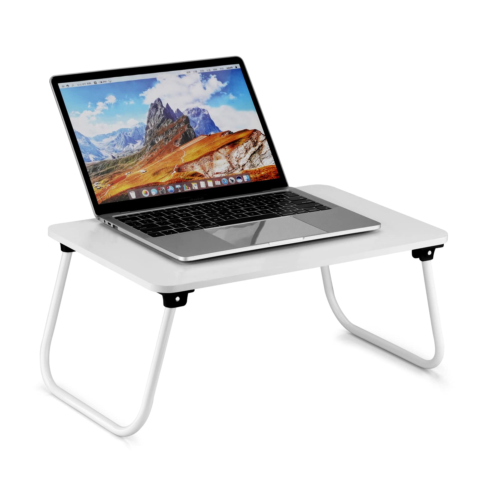 Premium Folding Lap Desk - Lightweight Portable Laptop Stand with Adjustable Angle, Breakfast Tray & Multi-Purpose Mini Table for Sofa, Bed, Floor (White) - Perfect for Home Office, Remote Work & Cozy Reading in Bed