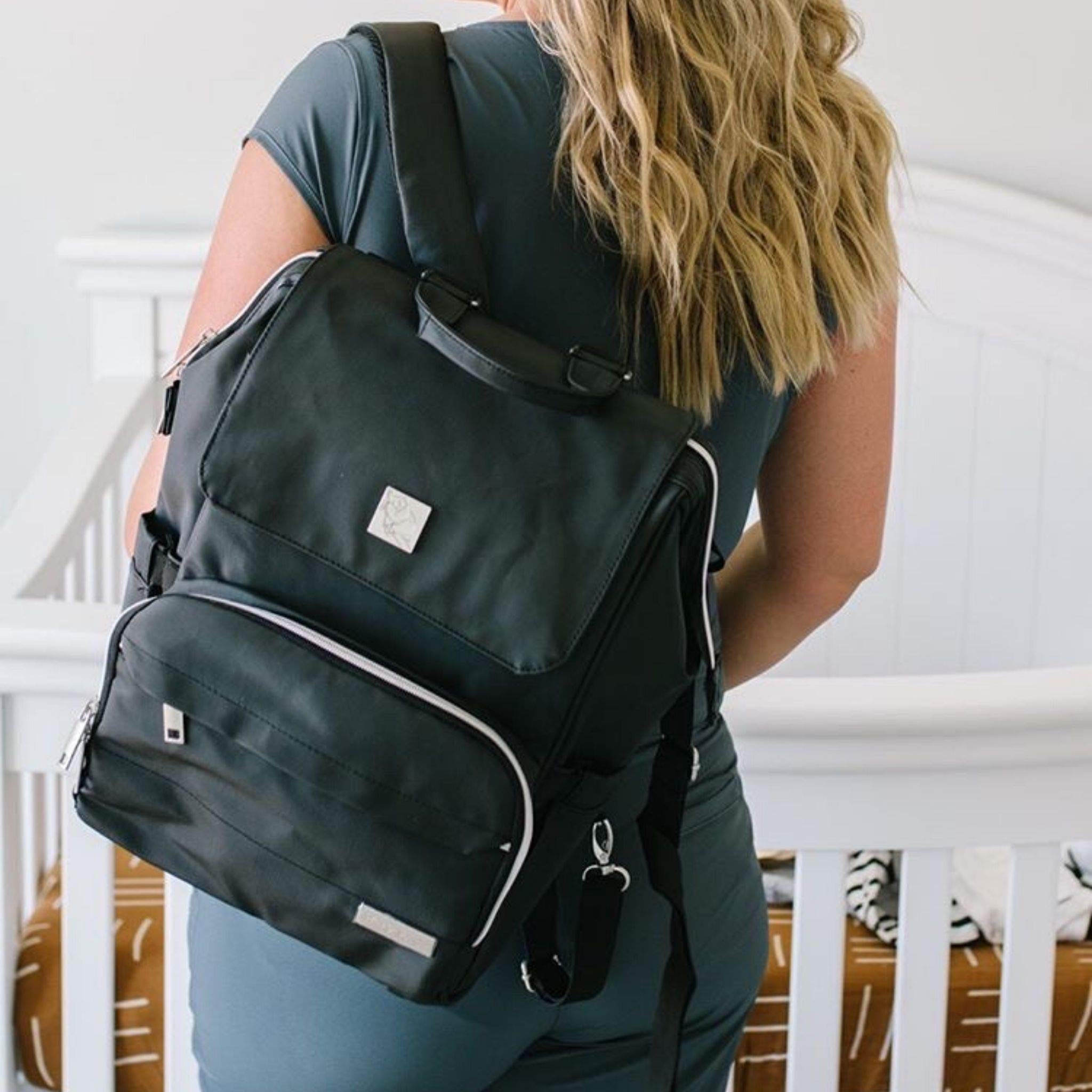 **Kennedy Diaper Backpack for Moms & Dads – Waterproof Baby Bag with Stroller Straps, Insulated Pockets, USB Charging Port & Changing Pad – Perfect for Travel, Daycare & Outings (Black)**