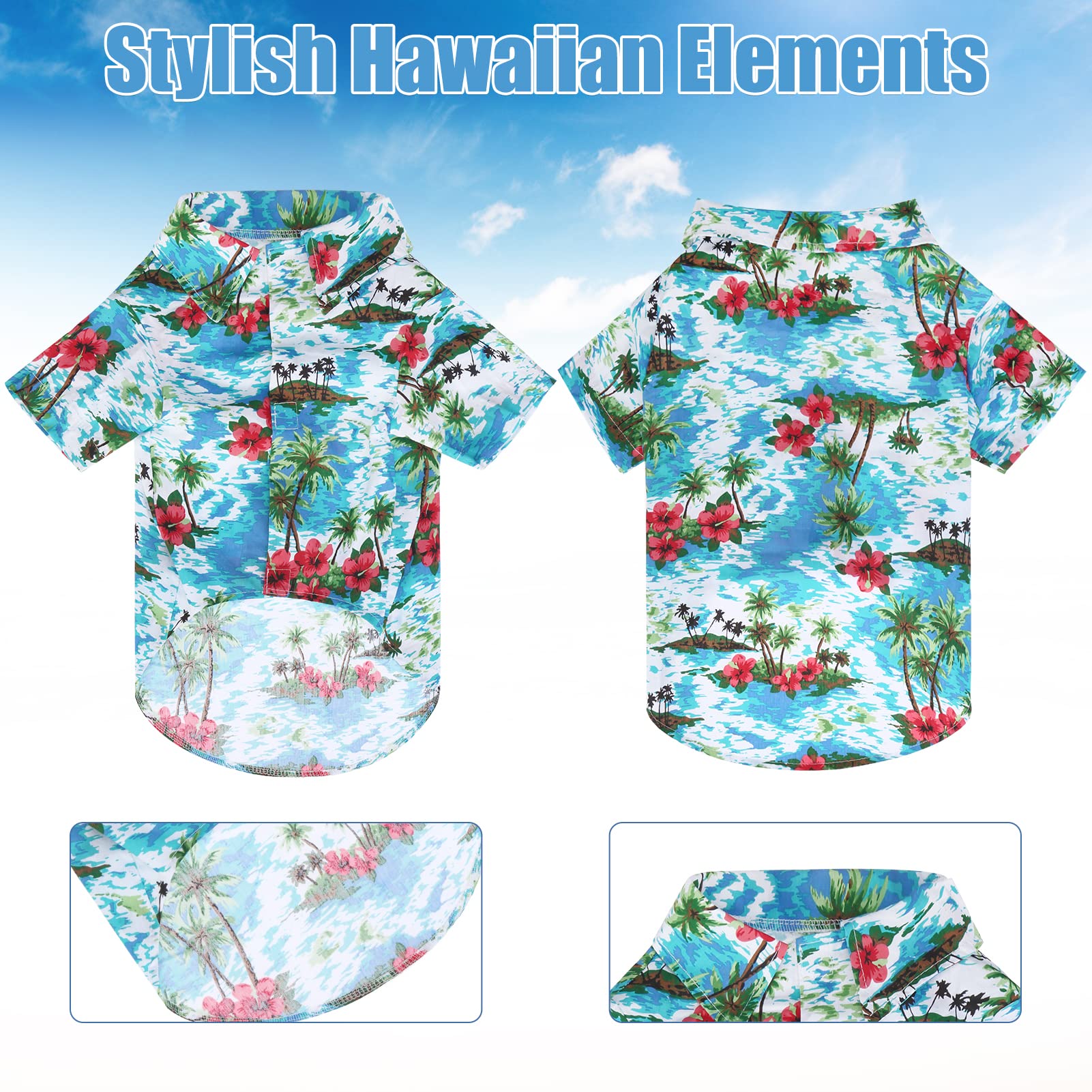 EXPAWLORER Hawaiian Dog Shirt - Breathable Summer Dog Polo T-Shirt with Floral & Tropical Print for Small Medium Large Dogs | Cute Puppy Outfit for Boys & Girls | Perfect for Beach Days, Pool Parties & Summer Adventures