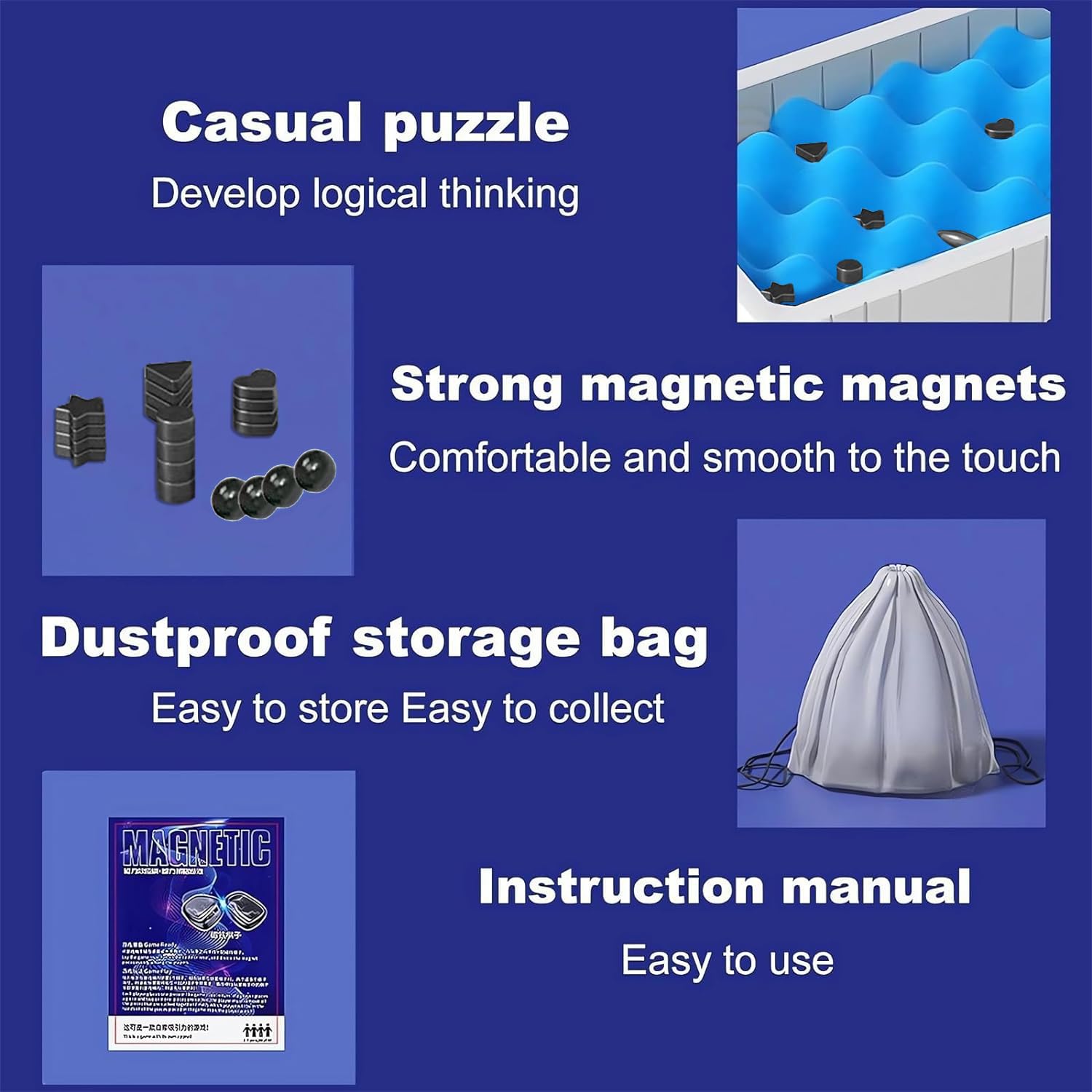 2024 Magnetic Board Game for Kids & Adults - Multiplayer Strategy Game with Magnetic Stones & Beads | Fun Family Tabletop Game for Parties, Travel & Indoor Activities