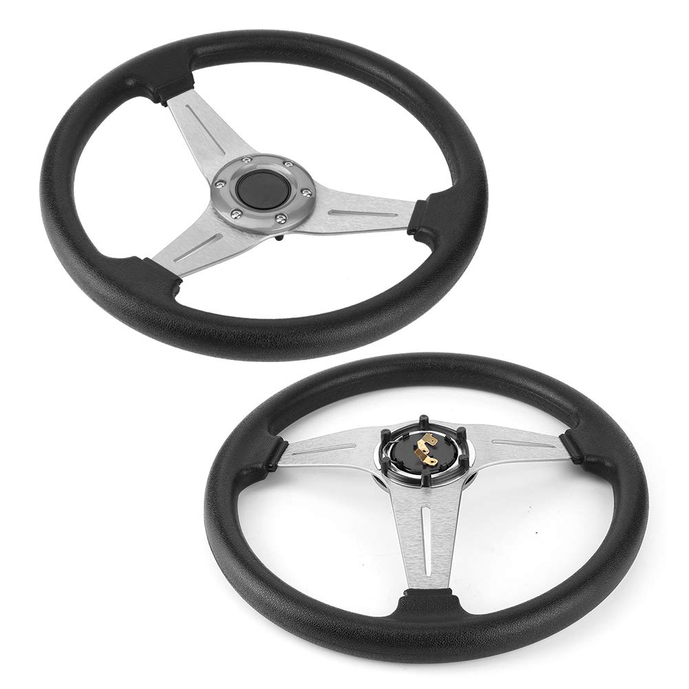 Universal 350mm/14in Silver Racing Steering Wheel - High Performance Drifting & Car Modification Accessory for Sports Cars & Track Racing
