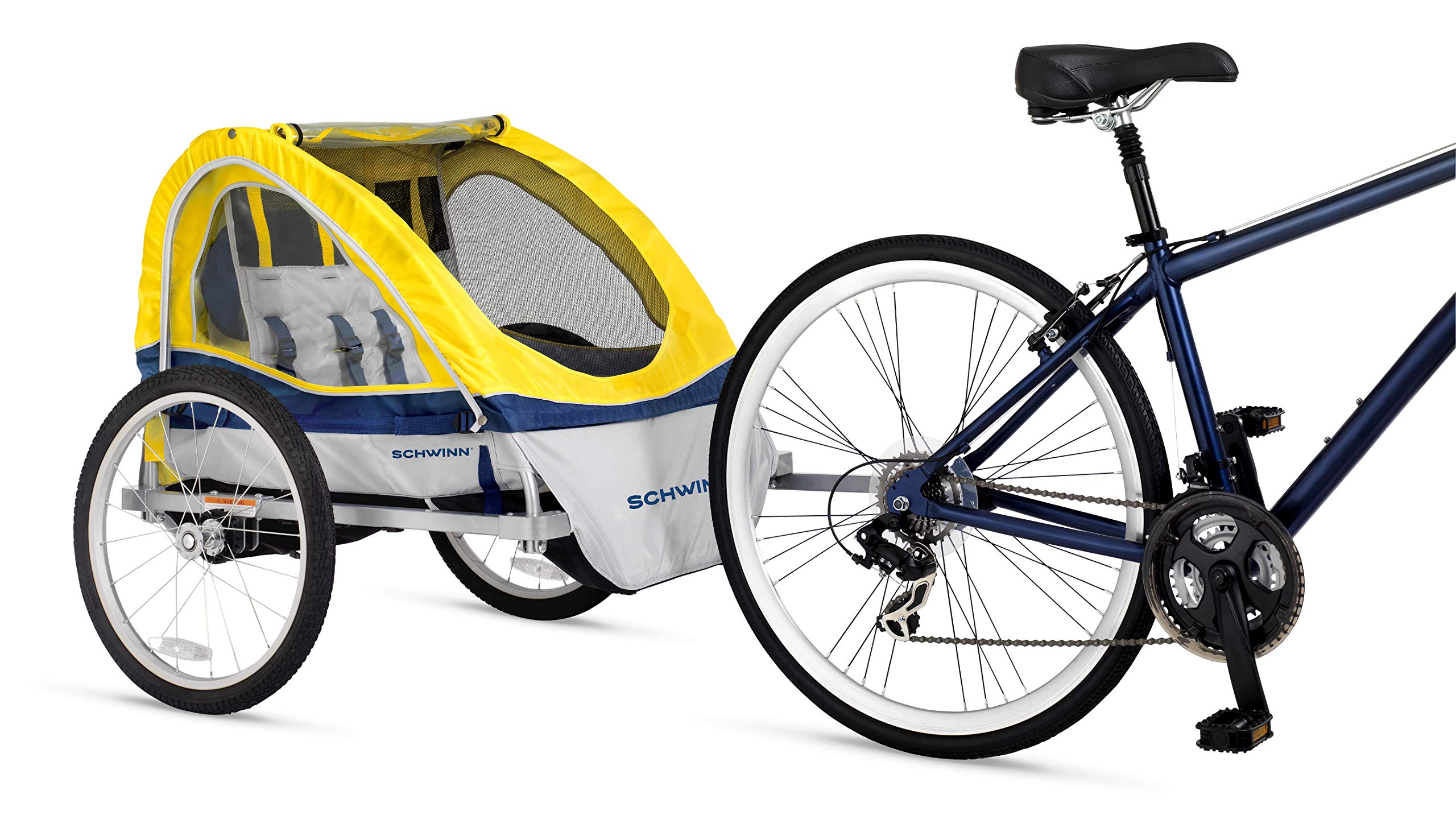 Schwinn Joyrider Echo & Trailblazer Bike Trailer for Kids - Single/Double Seat Baby Carrier with Canopy, 16/20