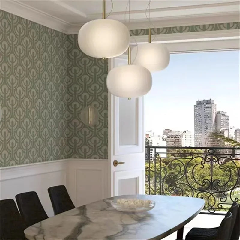 Modern Glass Ball LED Pendant Light - Dimmable Hanging Fixture for Kitchen Island, Dining Room & Bedroom Decor