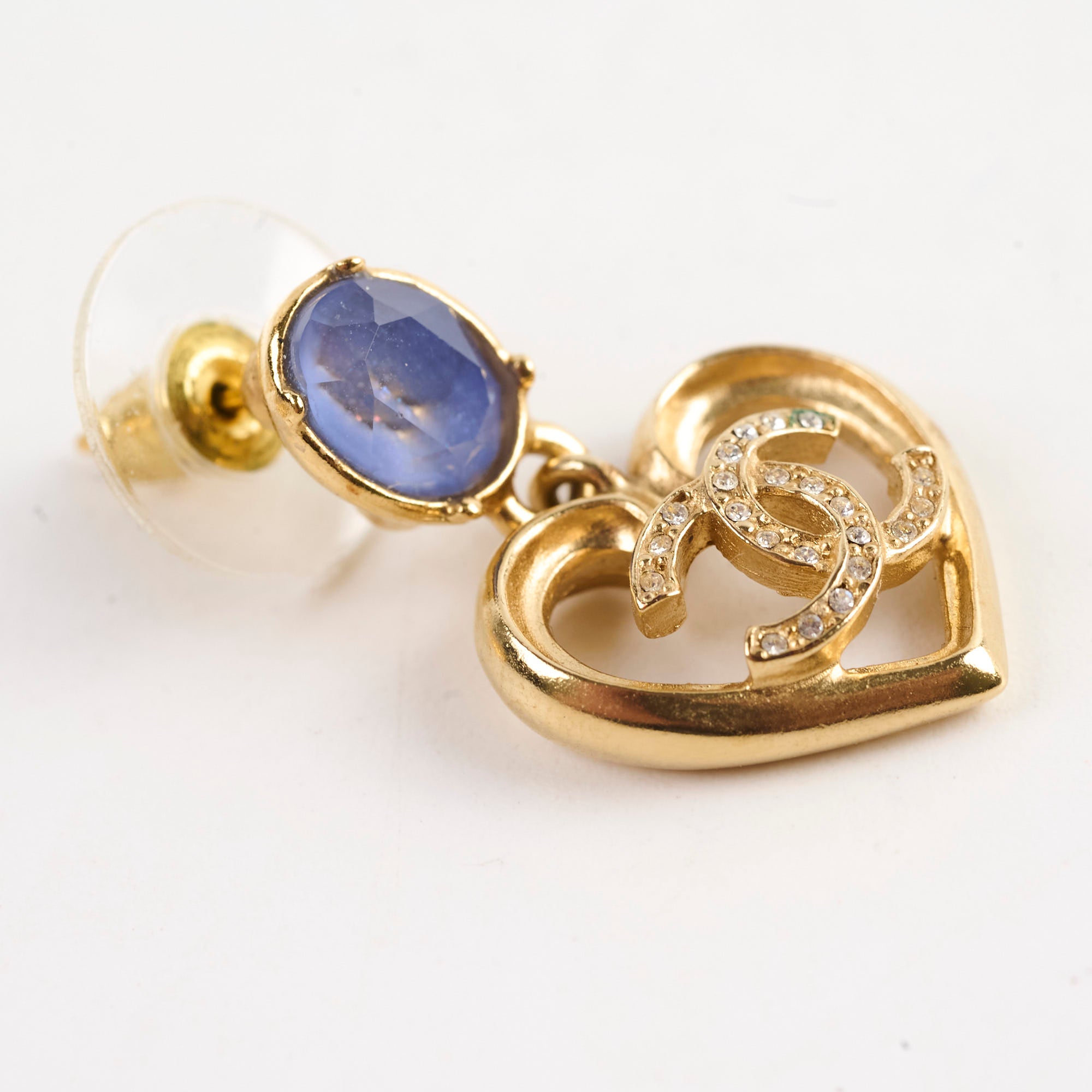 Chanel CC Crystal Heart Drop Earrings for Women - Luxury Fashion Jewelry Gift for Valentine's Day, Anniversary & Special Occasions