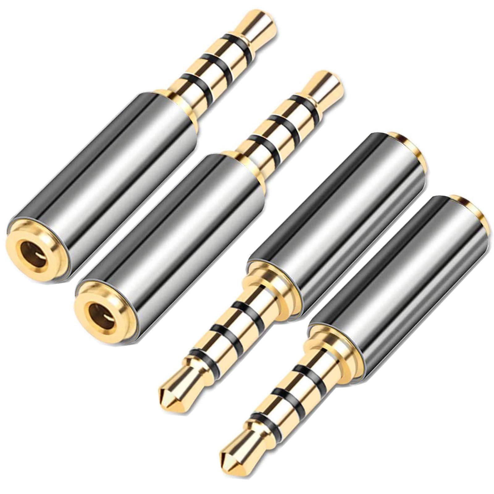 4 Pack Gold Plated 3.5mm Male to 2.5mm Female Stereo Audio Adapter - Metal Shell Headphone Jack Converter for Headset, Earphones, Microphones - Perfect for DJ Equipment, Recording Studio & Home Audio Systems