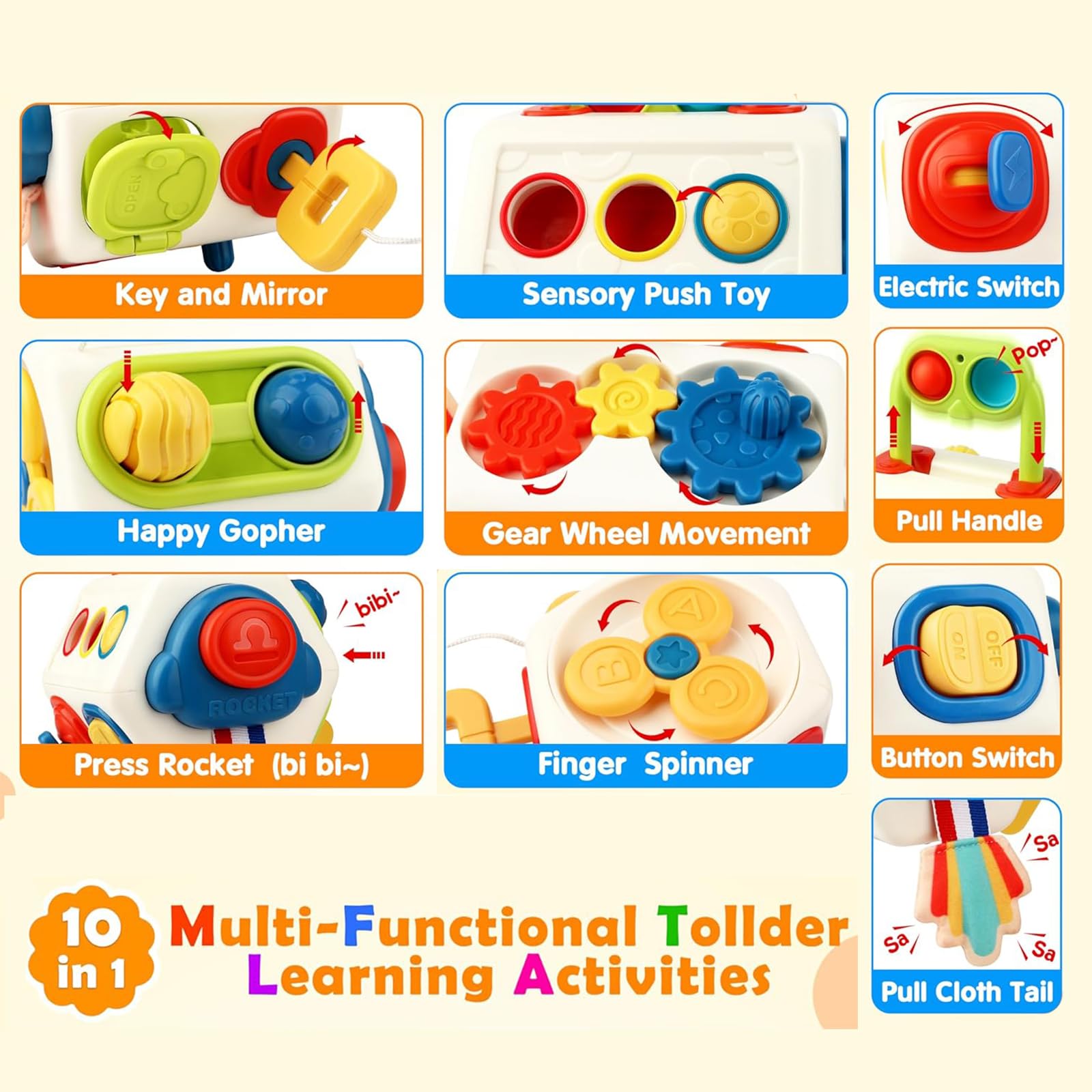 Montessori Busy Cube Sensory Toy for 1 Year Old Toddlers - Educational Learning Activity Cube for Babies 6-18 Months - Perfect Travel Toy for Airplane & Car Rides - Gift for 1 Year Old Boys & Girls | Develop Fine Motor Skills During Playtime & Travel