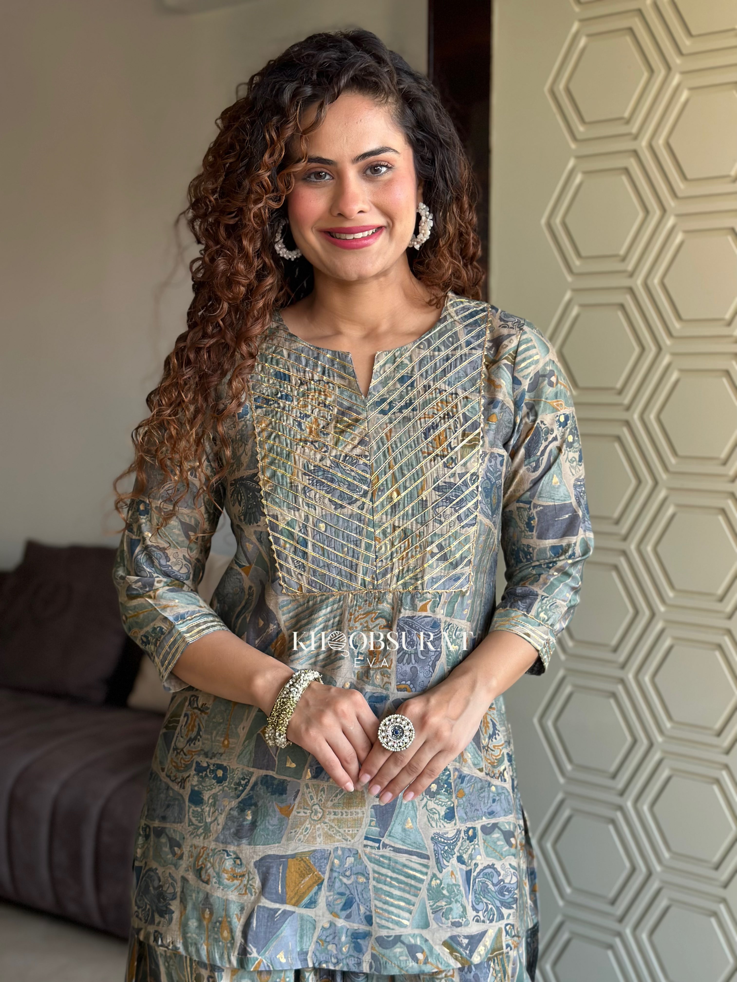 Lakshmi Grey Ethnic Festive Wear Coord Set for Women | Indian Traditional Outfit for Diwali, Weddings & Special Occasions