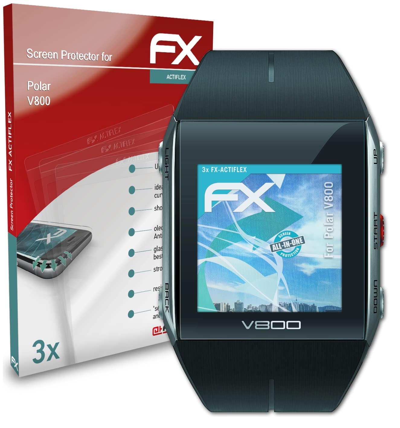 Polar V800 Screen Protector - Ultra Clear & Flexible FX Protection Film (3 Pack) - Perfect for Running, Cycling & Outdoor Sports
