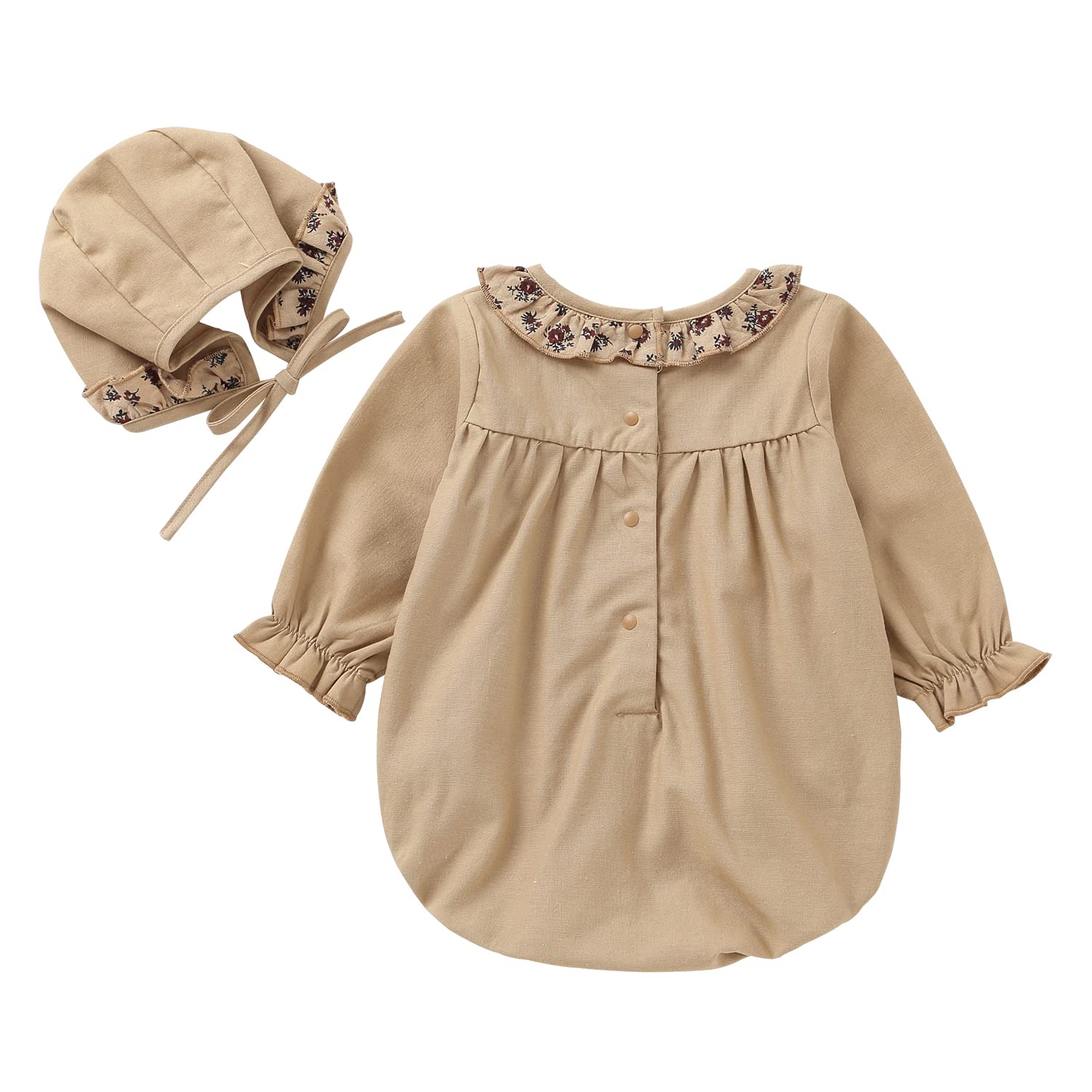 Adorable Baby Girl Long Sleeve Bubble Romper Outfit with Bonnet - Spring & Summer Toddler Clothing Set | Perfect for Playdates, Photo Shoots & Special Occasions