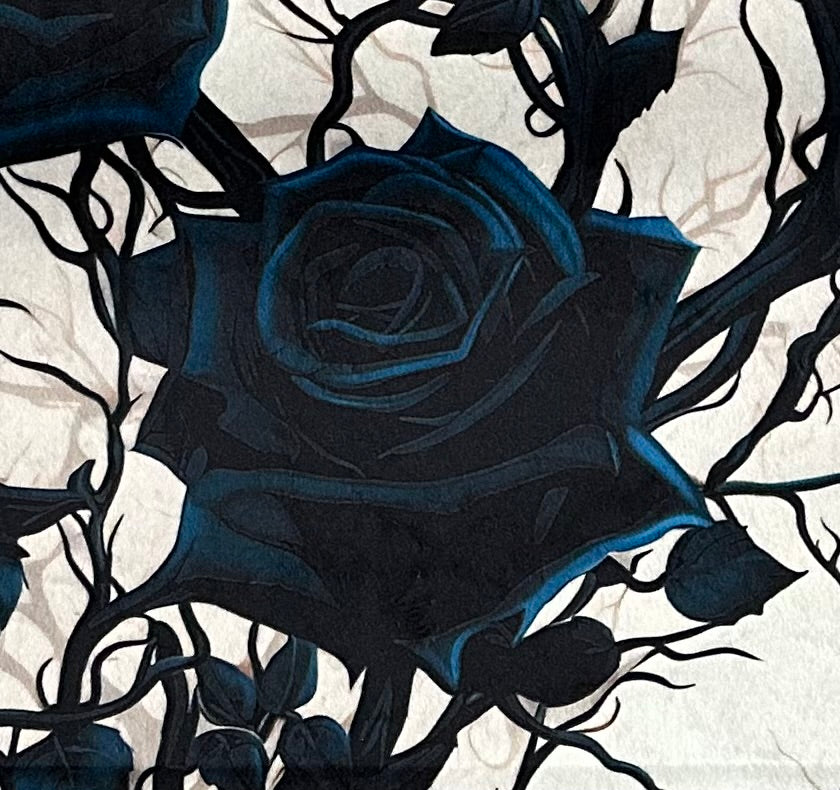 Gothic Blue Roses on Heather Zebra Print Large 54x79 Minky Blanket - Soft Plush Throw for Bedroom, Couch & Cozy Home Decor