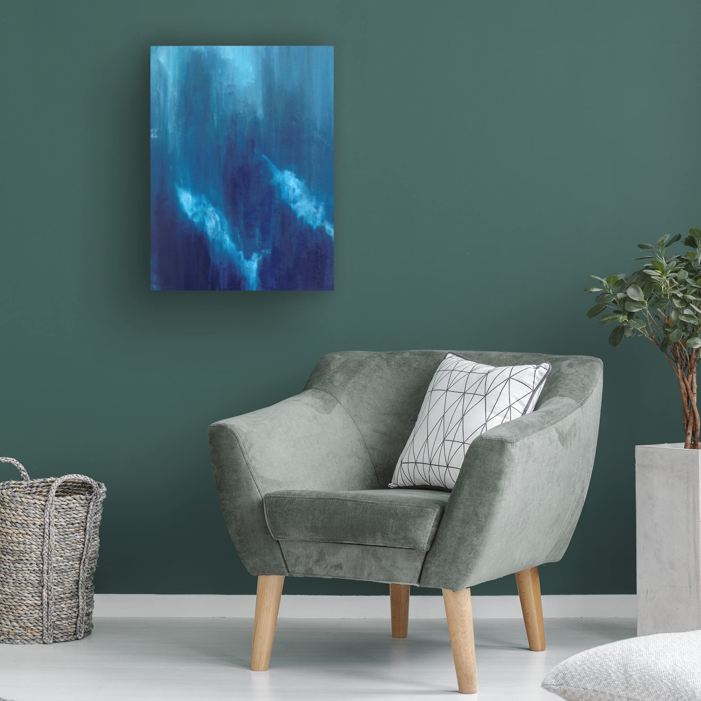 Trademark Fine Art 'Azul Profundo Triptych I' Canvas Wall Art by Suzanne Wilkins - Blue Abstract Ocean Triptych Painting for Living Room, Bedroom & Office Decor
