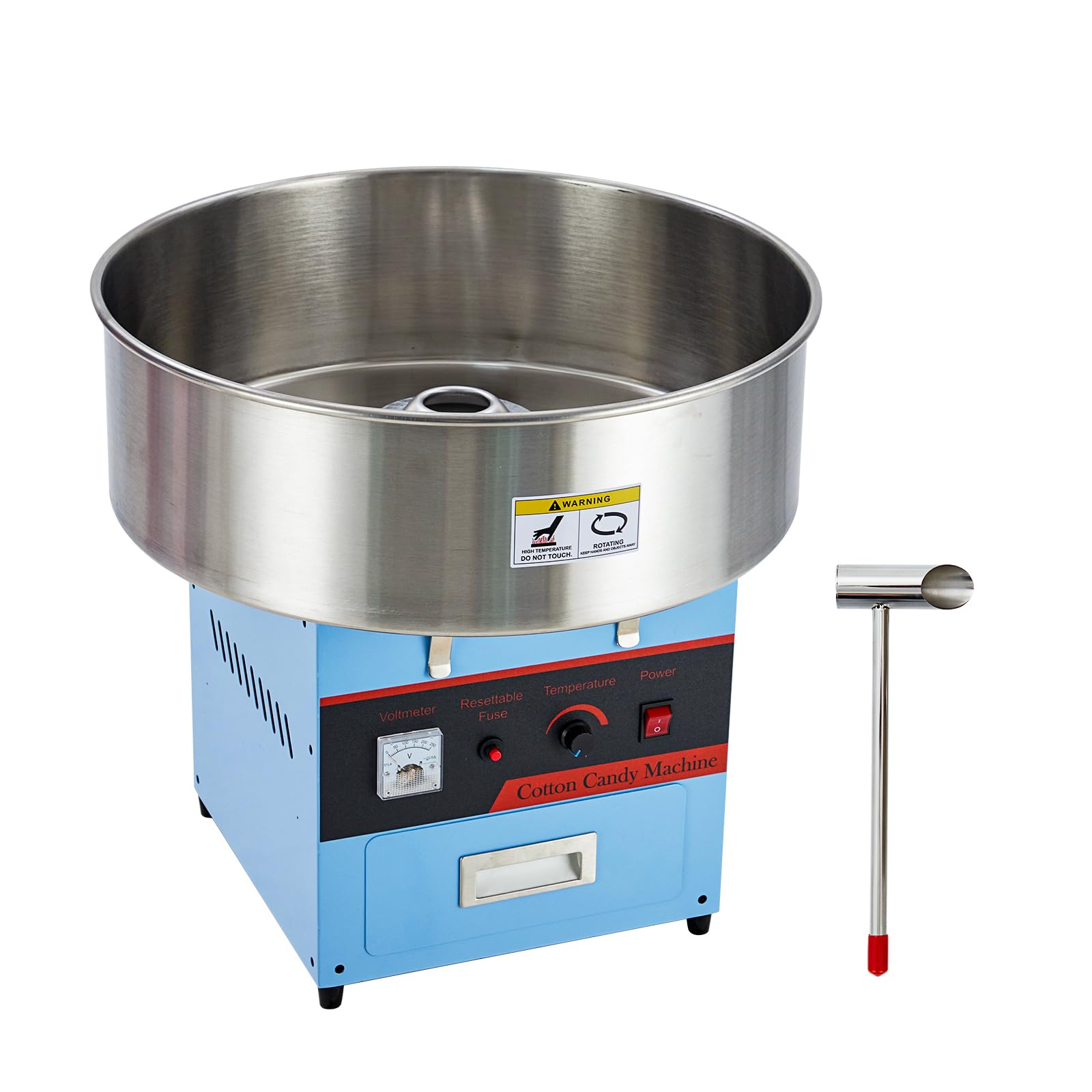 Commercial Electric Cotton Candy Machine - 980W Stainless Steel Floss Maker with Sugar Scoop & Storage Drawer | Perfect for Home Use, Kids Birthday Parties, Carnival Events & Street Food Business (Lid Not Included)