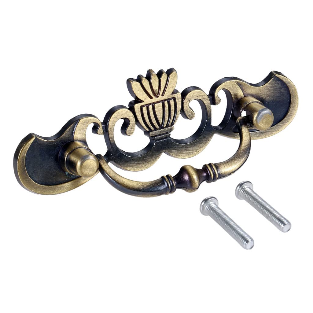 Vintage Antique Bronze Cabinet Handles - 2 Pack Kitchen Cupboard Drawer Pulls (96x38mm) - Classic Retro Metal Hardware for Home Decor & Furniture Upgrade - Perfect for Farmhouse, Rustic & Industrial Style Kitchens, Bathrooms & Office Cabinets