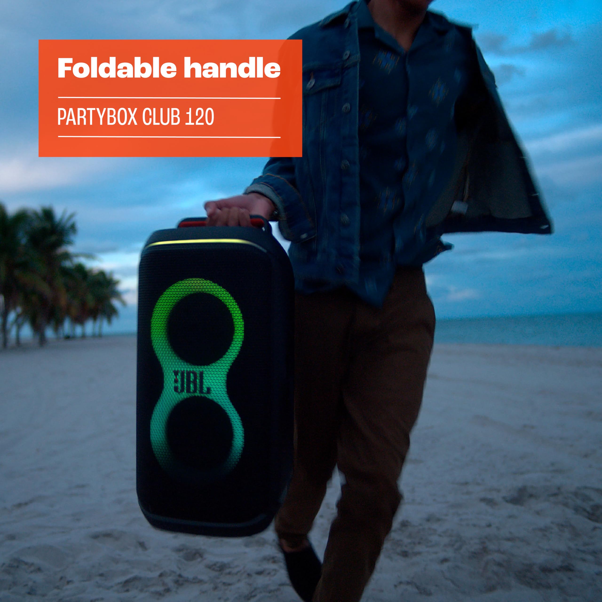 JBL PartyBox Club 120 Portable Bluetooth Speaker with Powerful Pro Sound, Foldable Handle, IPX4 Waterproof - Perfect for Outdoor Parties, Beach Events & Home Entertainment (Renewed, Black)