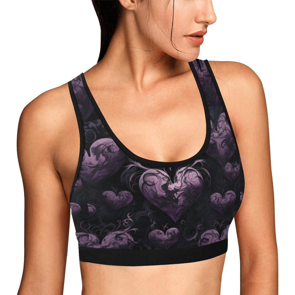 Purple Hearts Sports Bra for Women - High Support Workout Top for Running, Yoga & Gym - Breathable & Comfortable Activewear