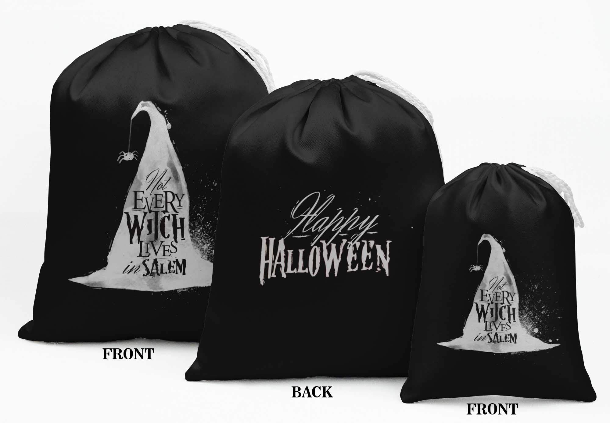 Black Halloween Favor Bags - 15 Pack Witch-Themed Party Supplies & Gift Pouches for Trick or Treat, Witch Parties, and Salem-Inspired Events