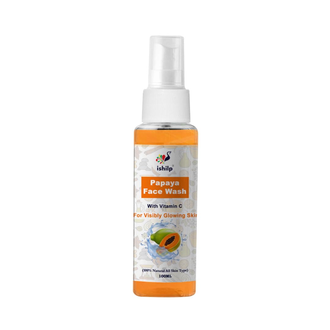 iShilp Vitamin C Papaya Face Wash for Glowing Skin - 100ml All Natural Cleanser for Women & Men | Brightening, Hydrating & Gentle Daily Use for Face & Neck Care