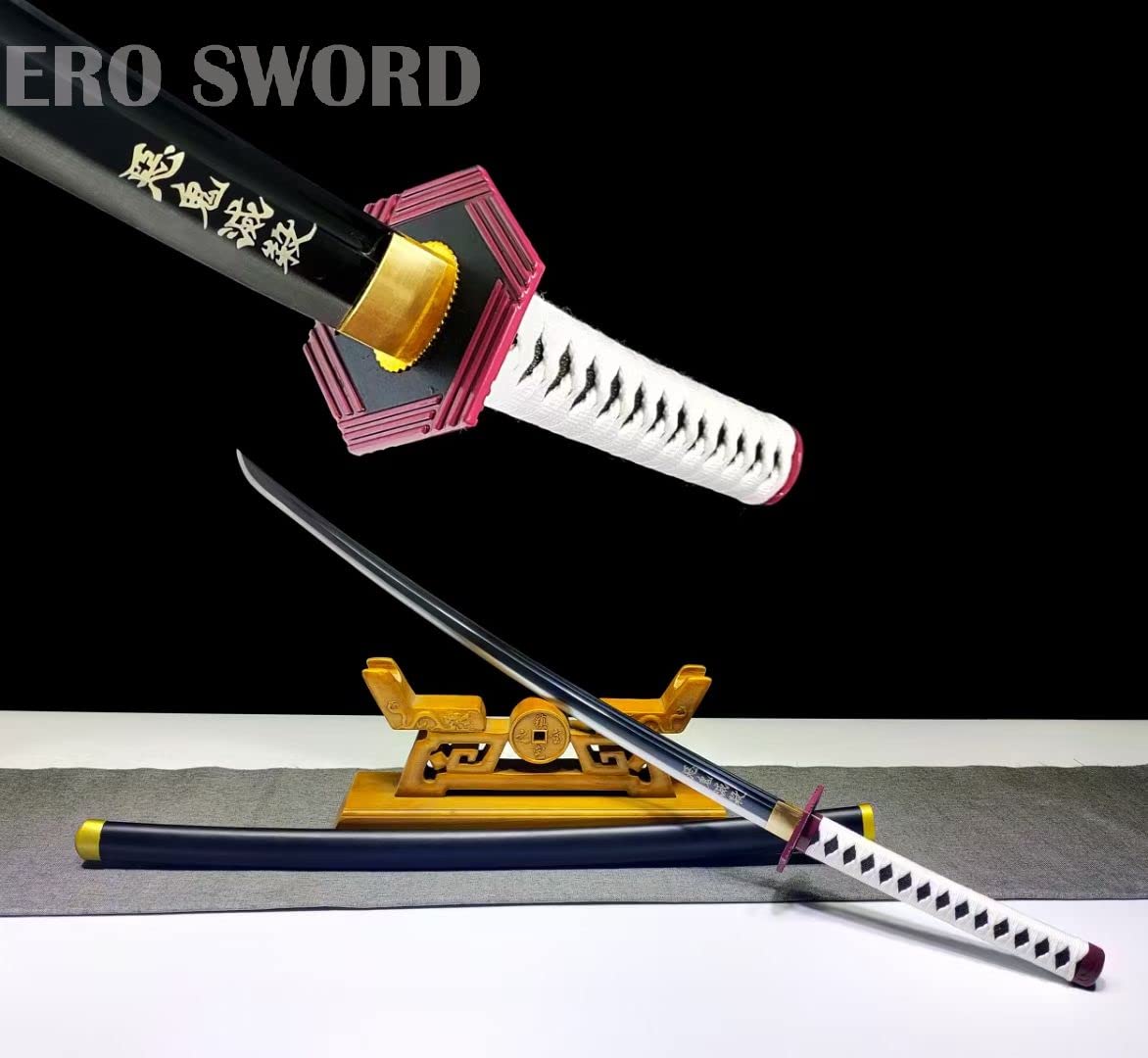 Handmade 1095 High Carbon Steel Demon Slayer Katana Sword - Agatsuma Zenitsu Cosplay Knife, Sharp Japanese Anime Sword Real Weapon for Collection, Display & Cosplay Events | Perfect for Anime Fans, Martial Arts Training & Home Decor