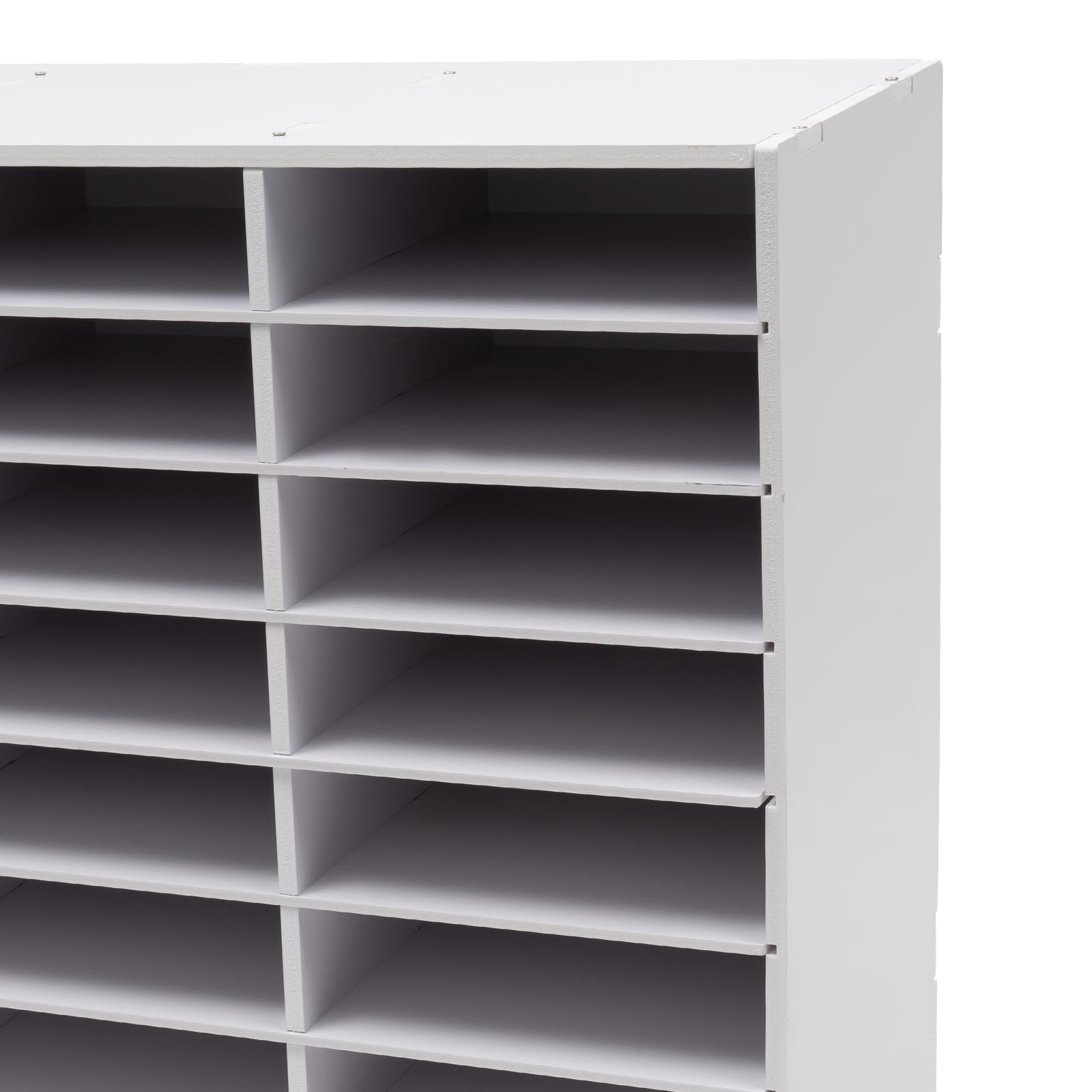 White 24-Compartment Mail Sorter Organizer - Desktop File Organizer for Classroom, Home & Office - Perfect for Paper Storage, Literature Sorting & School Mail Management (8x3 Grid)