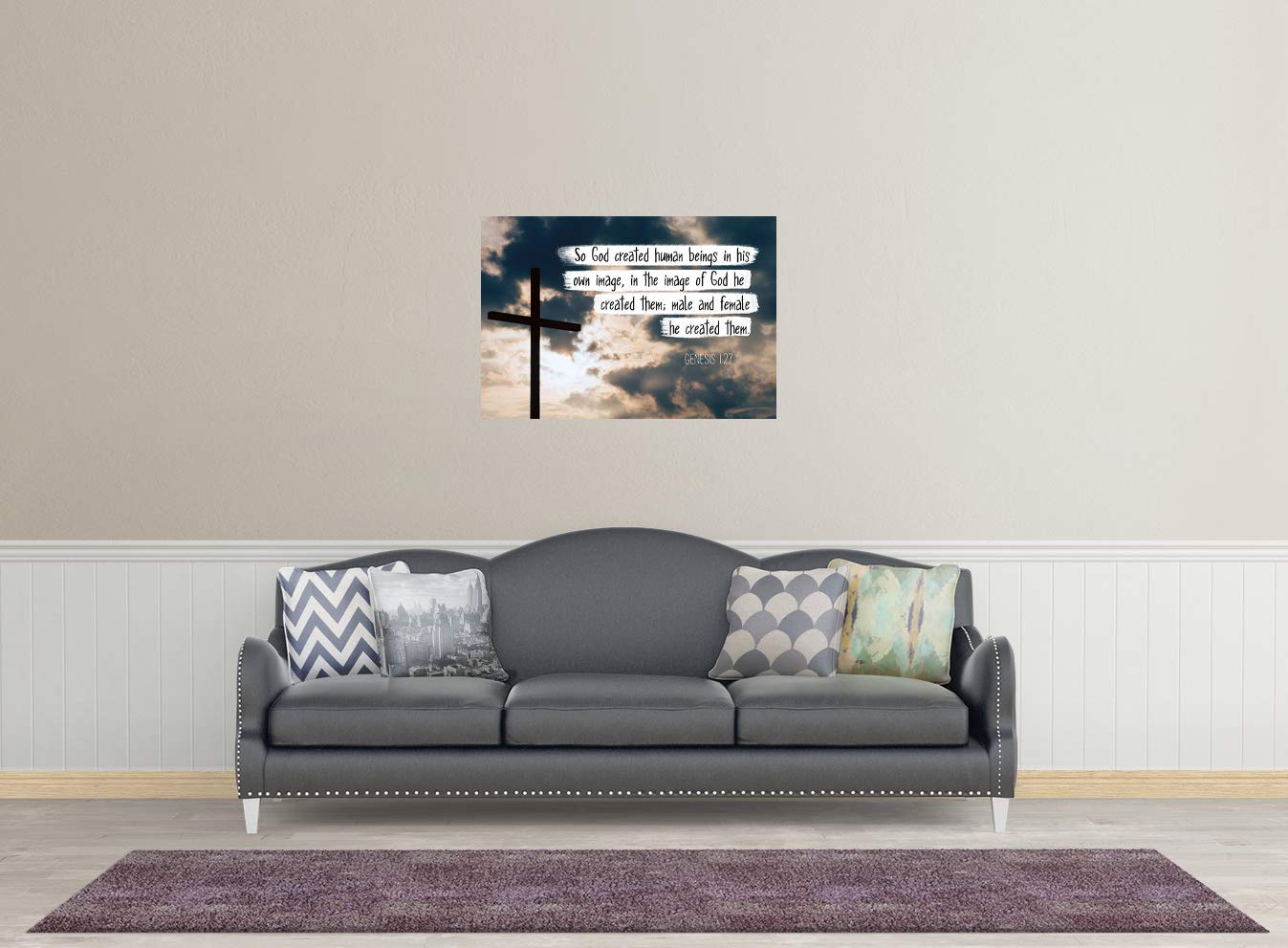 Genesis 1:27 Bible Verse Poster - 13x19 Inch Inspirational Scripture Wall Art | Christian Home Decor & Gift Idea for Baptism, Wedding, Church | Unframed Print Under $20